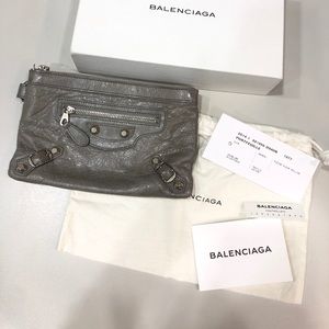 Balenciaga small Grey city cosmetic pouch bag